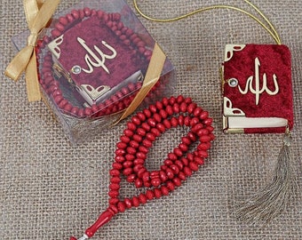 Mini Quran Rosary Ribbon Decorated Acetate Box I Muslim Wedding Favors I Eid Favors I Car Quran Gift I Islamic Party Favors I Ramadan Favors