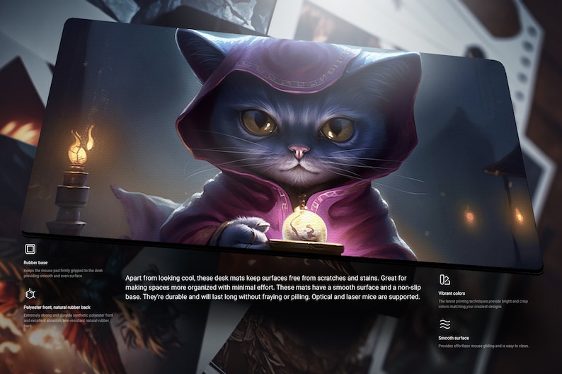 Commander Cat Deck Master Custom Playmat Magic Zone Cute Deck Cat