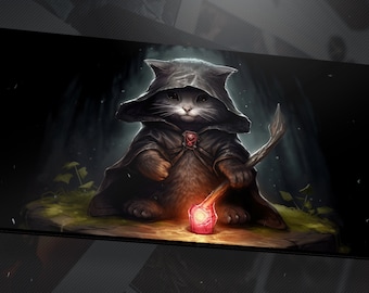 Magic Zone Playmat Paladin Cat Dungeons & Dragons Style Gaming Deskmat MTG Playmat Tcg Rpg Ptcg Tabletop Game Board Table Top Rpg Mtg Cat