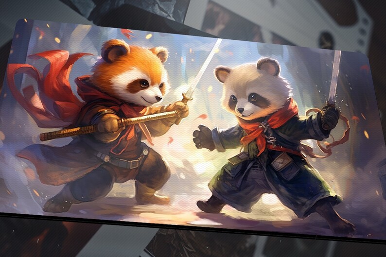 Paladin Panda VS Red Panda Epic Sword Fight Battle Playmat/desk Mat - Etsy
