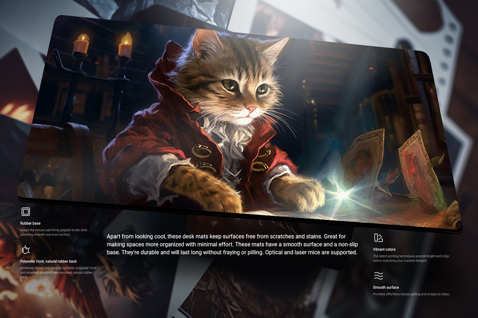 Commander Cat Wizard Magic Playmat/magic Zone Playmat/mousepad/desk Mat