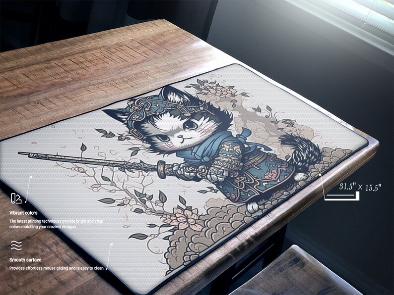 Cute Kitten Deskmat Furociously Adorable Paladin Cat Knight Playmat