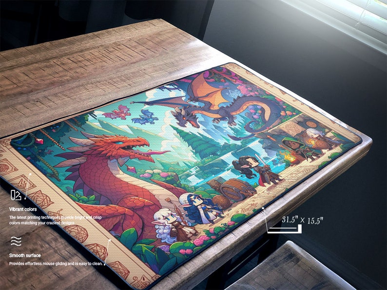 D&D Map Tabletop Gaming Playmat Dnd Custom Characters MTG Playmat