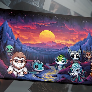 Cryptids Wendigo Monsters Beast Big Foot Loch Ness Chupacabra Mothman Jersey Devil Alien Abominable Creature Gaming Deskmat MTG Playmat RPG