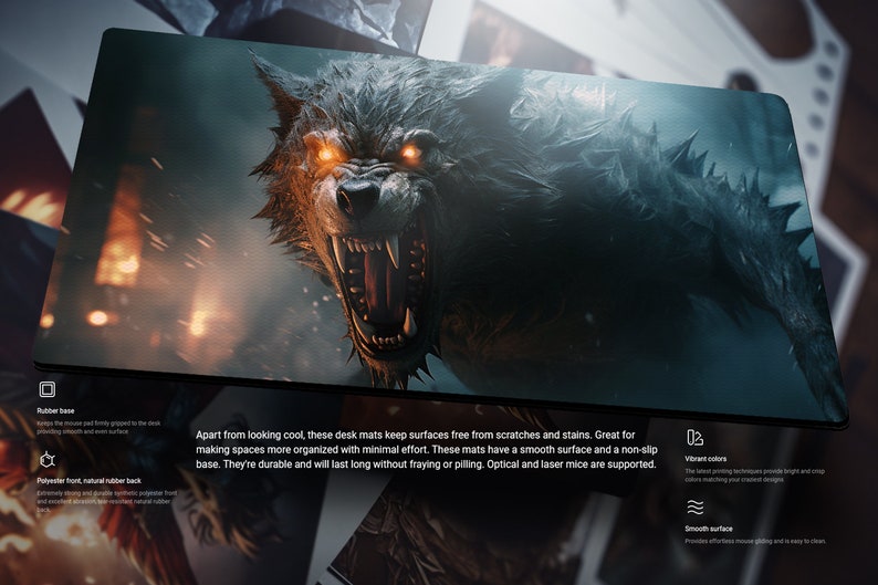 Werewolf Desk Mat Werewolf Gaming Playmat MTG Wolf Playmat Gamer ...
