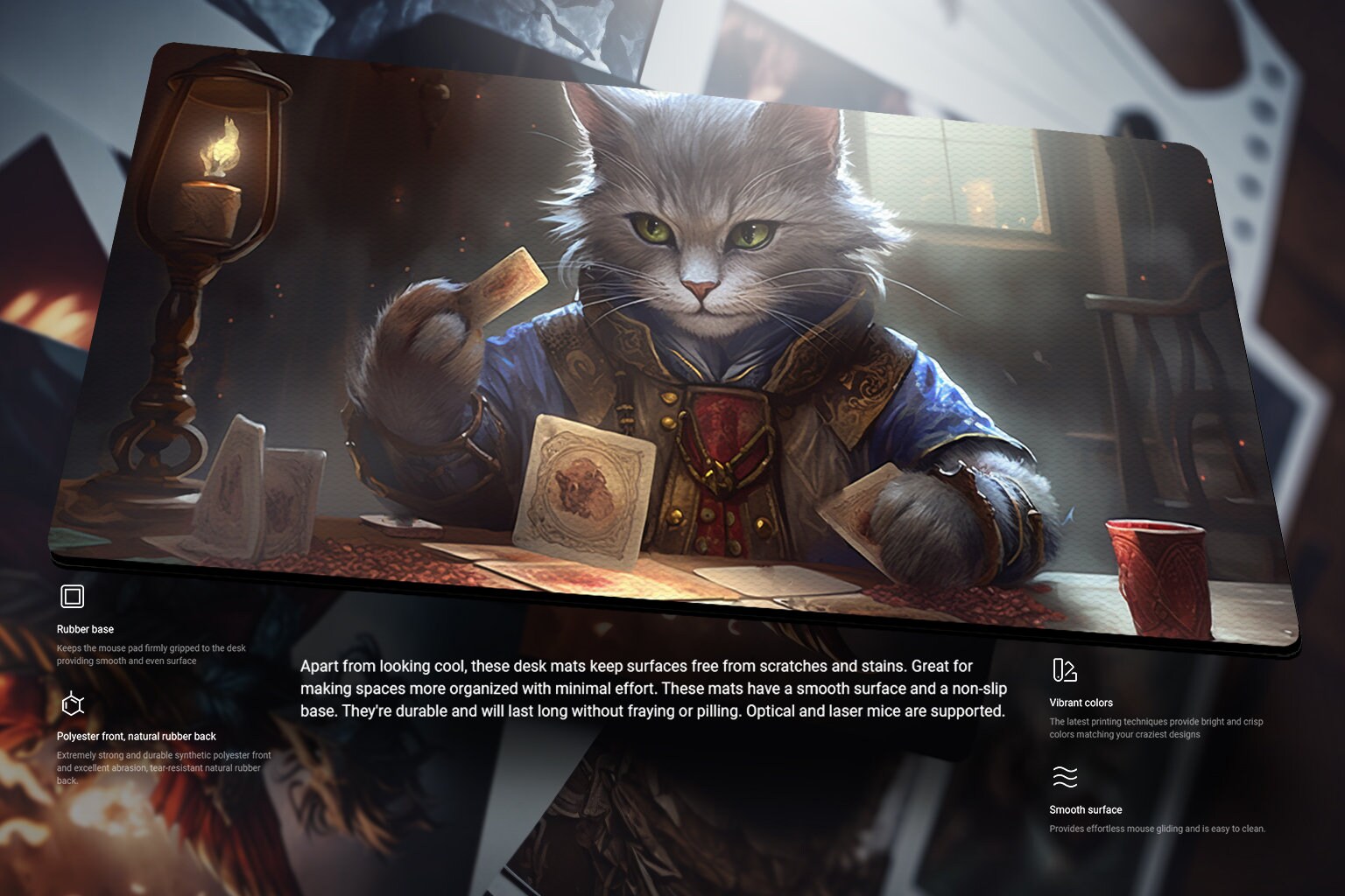 司令官猫プレイマット MTG猫プレイマット ギャザリングプレイマット