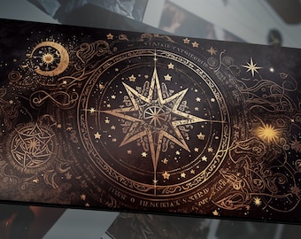 Celestial Magic Desk Mat MTG Card Playmat Guided By The Stars Magic Zone Playmat RPG Gaming Deskmat Galaxy Art Celestial Map Astrology Map