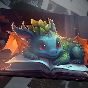 Magic Playmat Commander Rhystic Study Cute Playmat/Rhystic Study Enchantments Gaming Mat/Cute Elder Dragon/TCG/RPG/PTCG/Commander Playmat