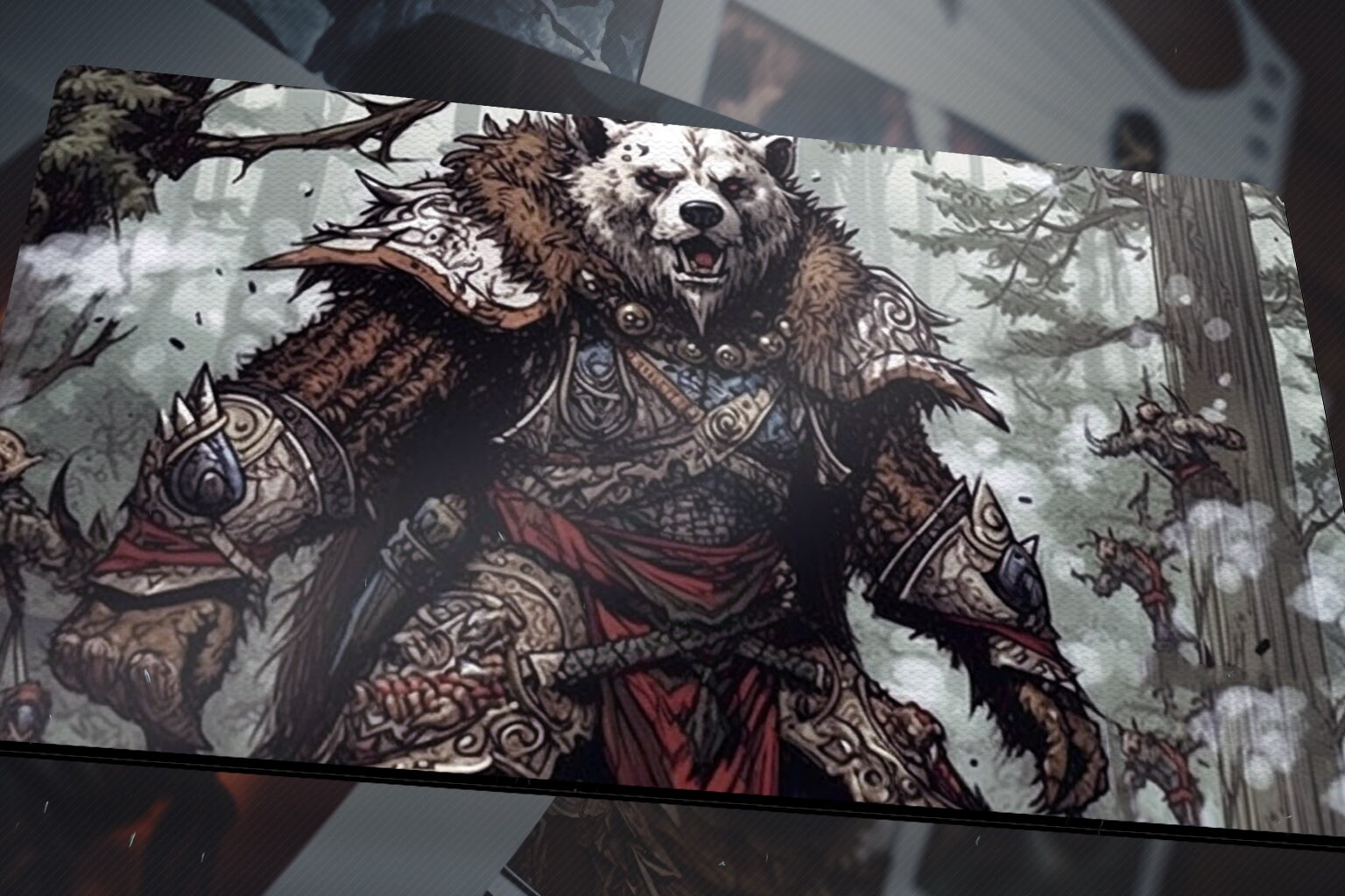 Wolfbear Commander Playmat/grizzly Bear/bear Creature Playmat/magic Zone Playmat/roaring Earth