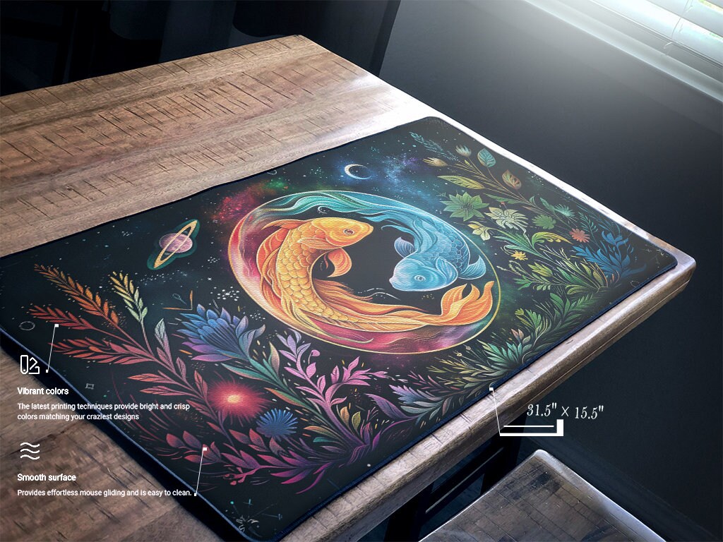 Guided by the Stars Celestial Koi Fish Garden Gaming Playmat Desk Mat ...
