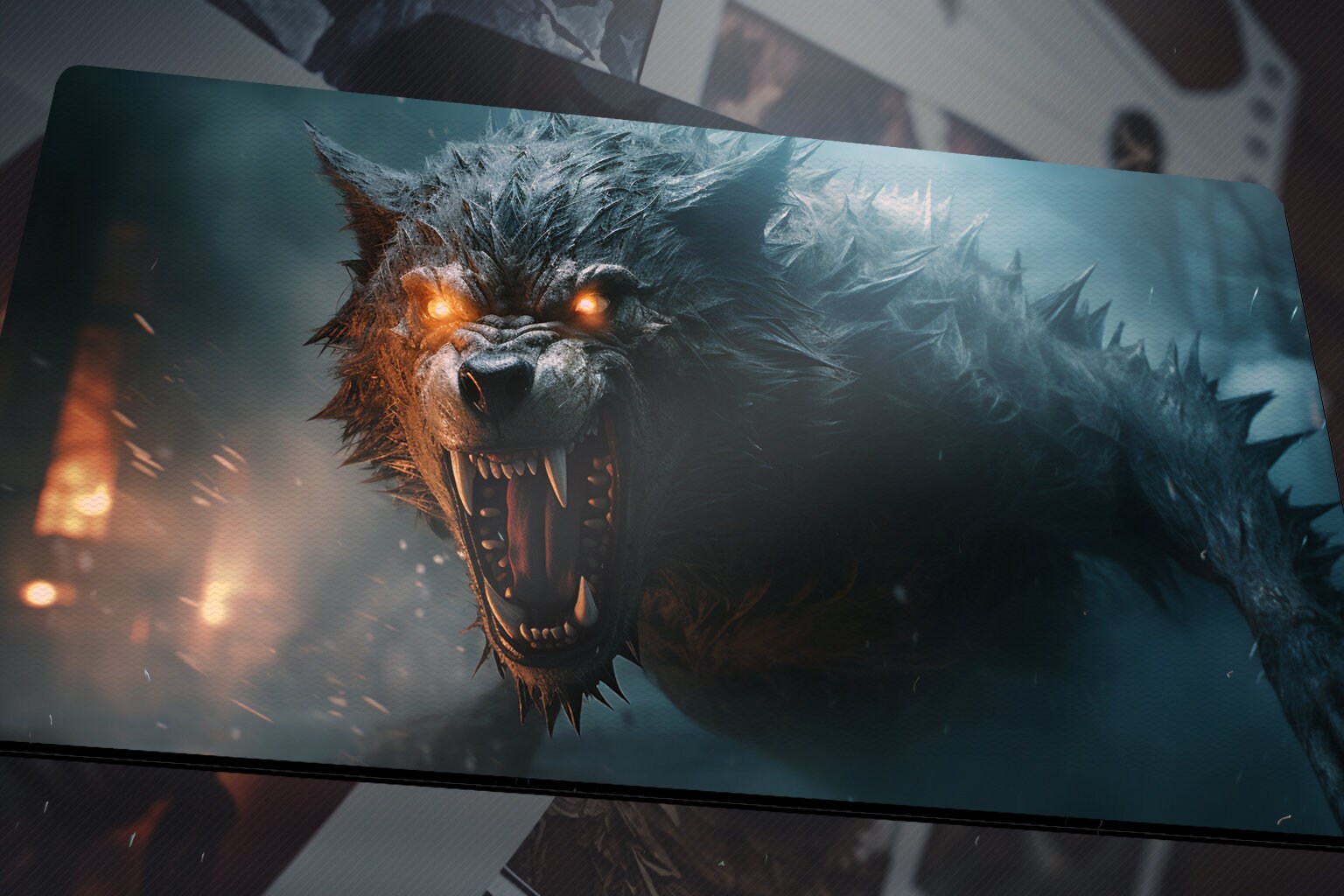 Werewolf Desk Mat Werewolf Gaming Playmat MTG Wolf Playmat Gamer ...