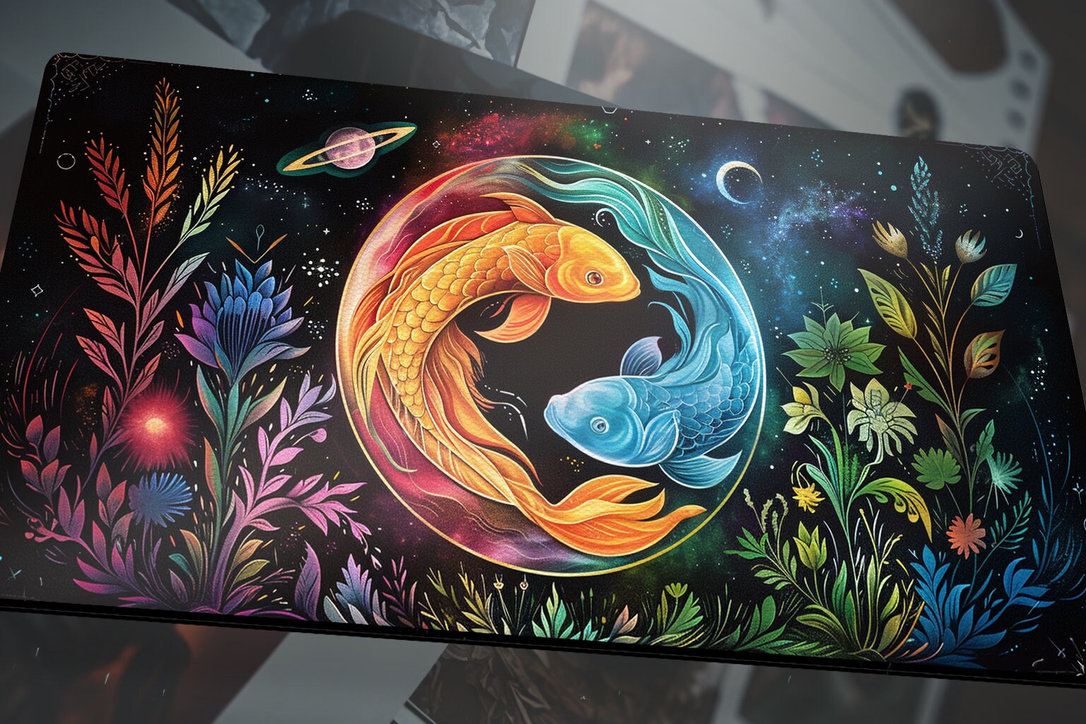Guided by the Stars Celestial Koi Fish Garden Gaming Playmat Desk Mat ...