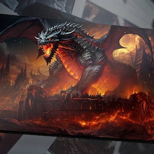 MTG Custom Spielmatte World of Warcraft Map Accessoires Drachenflug Spielmatte Dungeons and Dragons Geschenk DND Gaming Schreibtischmatte XL Spielmatte