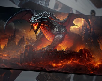 MTG Custom Playmat World Of Warcraft Map Accesories Dragonflight Warcraft Playmat Dungeons and Dragons Gift DND Gaming Desk Mat XL Playmat