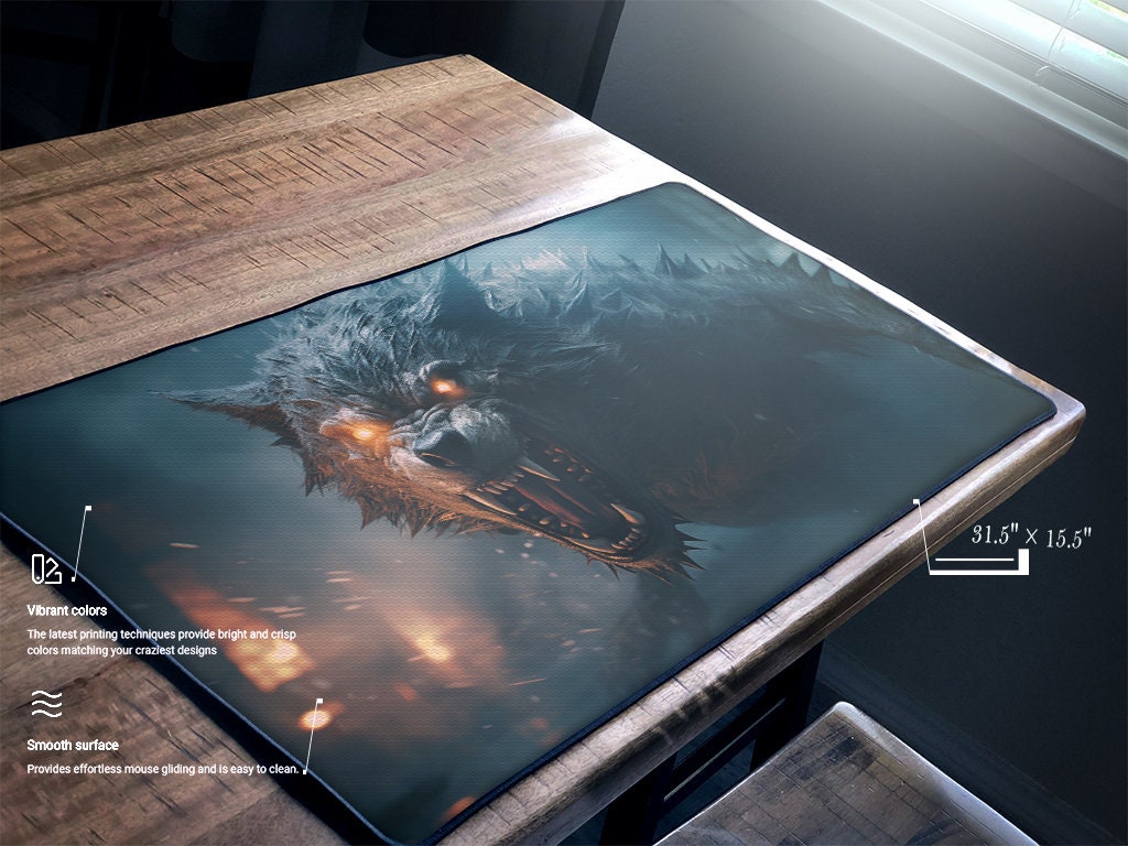 Werewolf Desk Mat Werewolf Gaming Playmat MTG Wolf Playmat Gamer ...