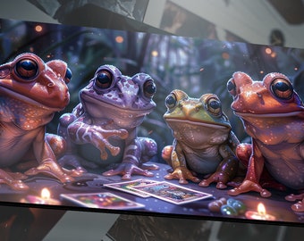 Tree Frogs Playing MTG Desk Mat Dart Frog Gaming Deskmat DND Frog Play Mat Rpg Gamer Mat PC Game Set Up Frog Tcg Playmat TreeFrog DartFrog