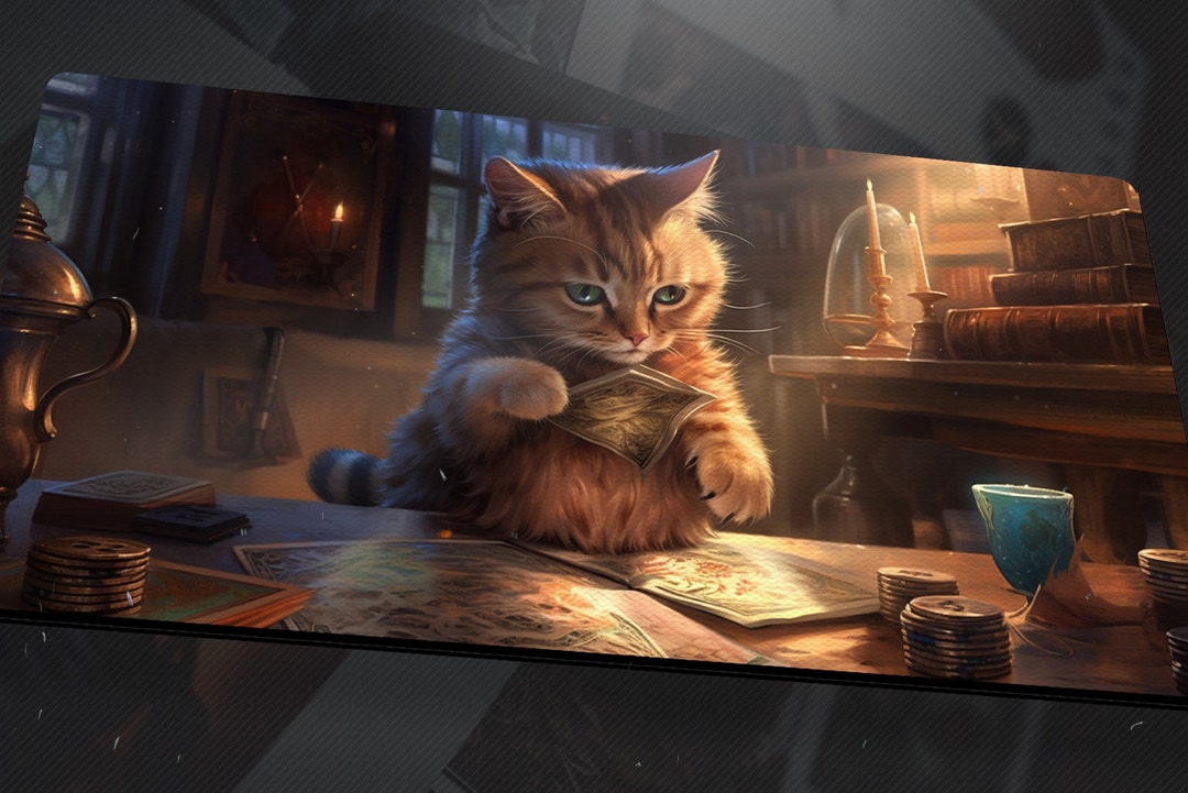 Lotus Cat MTG Commander Playmat/magic Zone Playmat/large Desk Mat/giant Mouse Pad/gathering
