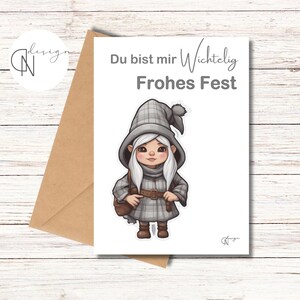 4er SET Weihnachtskarten | Wichtel | Gruß | Christmas | Klappkarte | Aquarellpapier | Dezent schön | Briefumschlag  | Set