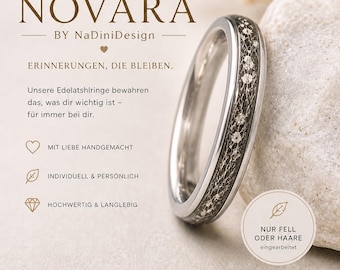 NOVARA schöne Andenken aus Haaren oder Fell | Verlust | Edelstahlring | Silber, Gold | Einzigartig veredelt | Trauer verstorben | Haustier