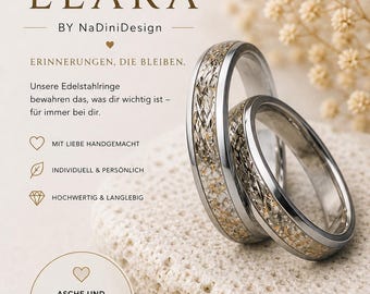 ELARA tierisch schöne Andenken aus Haaren/Fell + Kremationsasche |  Edelstahlring | Silber, Gold | Einzigartig veredelt | Trauer verstorben