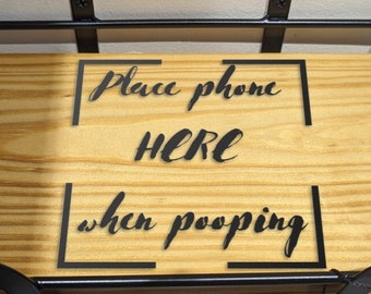 Personalized Toilet Roll Holder with Shelf: Farmhouse Bathroom Decor