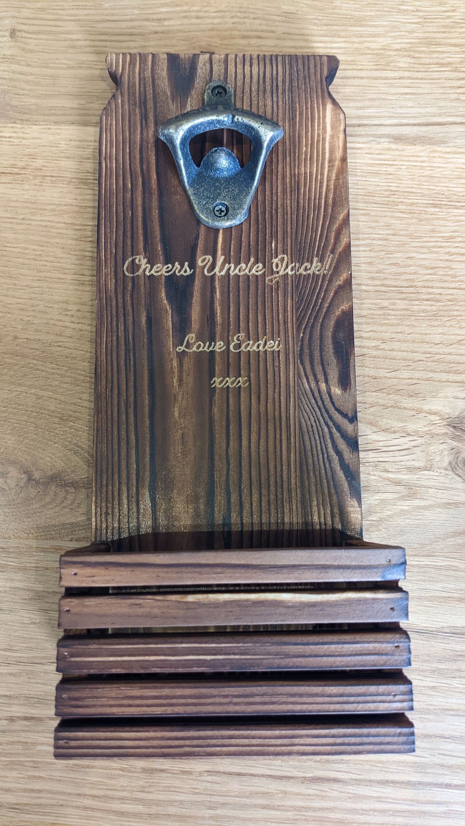 Personalised Wall Mounted Bottle Opener With Cap Catcher Beer Etsy UK