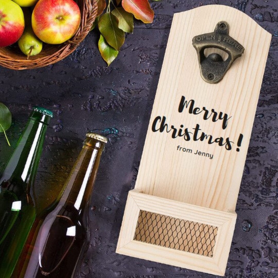 Personalised Wall Mounted Bottle Opener With Cap Catcher Beer Etsy UK