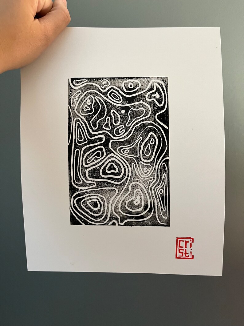 Acid Washed - Topography Linocut Print - Etsy
