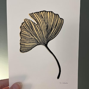Ginkgo One - Reduction Linocut Print