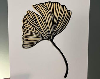 Ginkgo One - Reduction Linocut Print