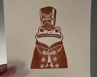 He's Our Frog Round 2 - Over the Garden Wall Lino Print