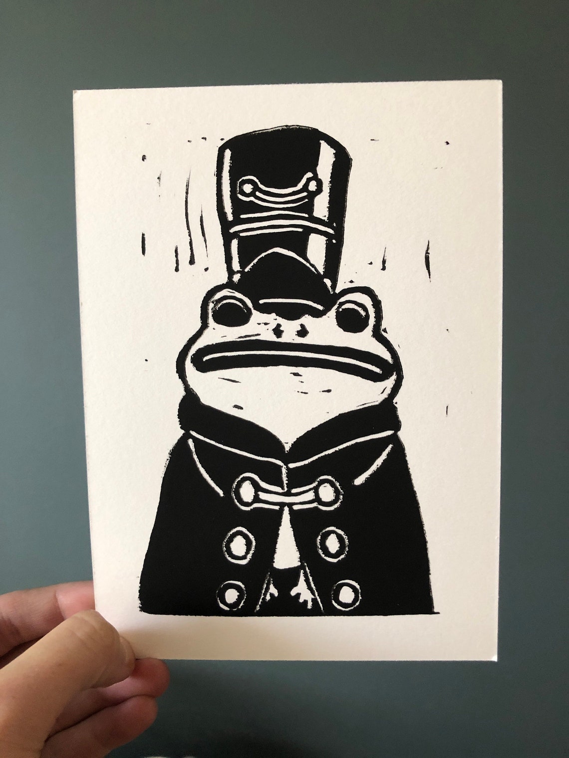 Frog Over the Garden Wall Linocut Print Etsy