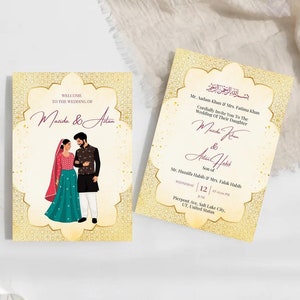 Editable Islamic Wedding Invitation Templates Customizable Digital Islamic Wedding Invitations Islamic Wedding Invitation Card Templates