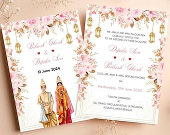 Editable Bengali Wedding Invitation Card Bengali Hindu Wedding Invitation Cards Design English Text Writing Wedding Invitation Card Bengali