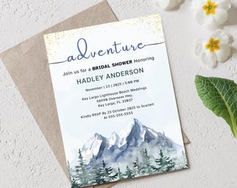 Adventure Bridal Shower Invitation: Travel Theme (Canva Template)