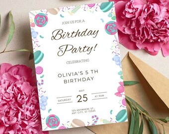 Newborn Baby Party Invitation: Editable Kids Birthday Template (Printable)