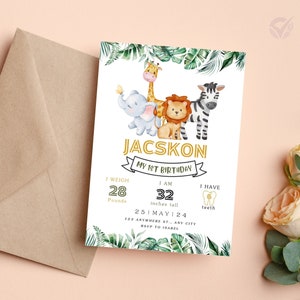 Carte d'invitation pour bébé sur le thème de la forêt