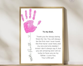 Vatertag Handabdruck Kunst, individuelles Tochter Geschenk (Digitaler Download)