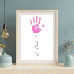 Custom Mother&#39;s Day Presents Personalized Flower Handprint Art Gifts for Mom on Mothers Day DIY Birthday Gift from Kids Gift for Grandma