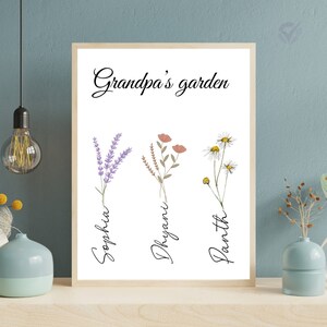 Personalized Fathers Day Gifts for Grandpa Custom Flower Name Art for Dad DIY Handprint Sign Personalized Gift from Kids Best Dad Ever