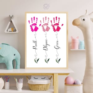 Personalisiertes Geschenk zum Muttertag Handabdruck Handwerk Personalisierte Blumen Handabdruck Kunst Mit Namen Muttertag Handwerk Von Kindern Kind Kleinkind