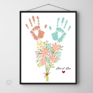 Best Gift Card for Mother's Day Handprint Flower Art Mothers Day Crafts for Kids Printable Preschool Gift for Mom Grandma