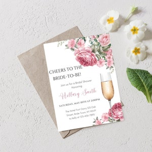 Printable Bridal Shower Invitations Cheers to the Bride to Be Cheap ...