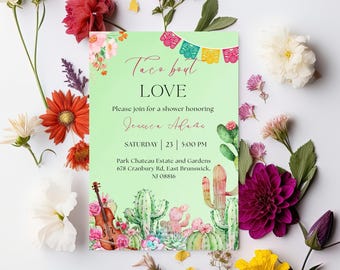 Invitación para despedida de soltera mexicana: Fiesta, plantilla editable de Canva (5x7, descarga digital)