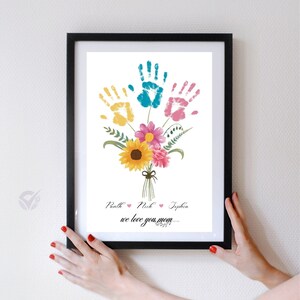 Mothers day personalized gifts Mother&#39;s Day Handprint Printable DIY Craft Gift for Mom Customized Mothers Day Gifts