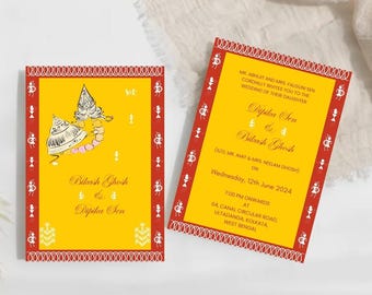 Editable Bengali Wedding Invitation Wedding Invites Card Bengali Hindu Wedding Invitation Card Design Template Instant Download Easy to Edit