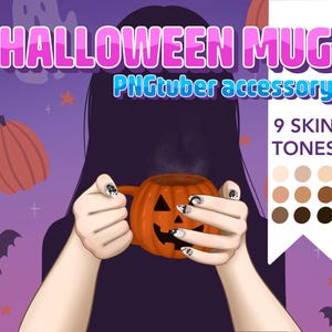 Instant download halloween pumpkin mug hands accessory for PNGtuber | Jack-o’-lantern cup | Twitch, Discord, virtual youtuber pfp streamer