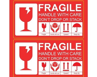 Fragile Stickers Handle with Care Labels sheets 50 x 95 mm Self Adhesive