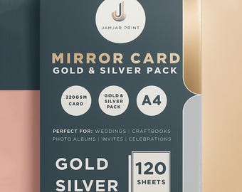 Gold & Silver Mirror Cardstock - A4 220gsm (120 Sheets)