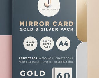 Mirror card Packs A4 60 Sheets 220gsm Gold & Silver Mixed Pack SMALL PACK